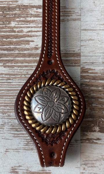 Rope Edge Flower Engraved Concho antik/gold 1 3/4